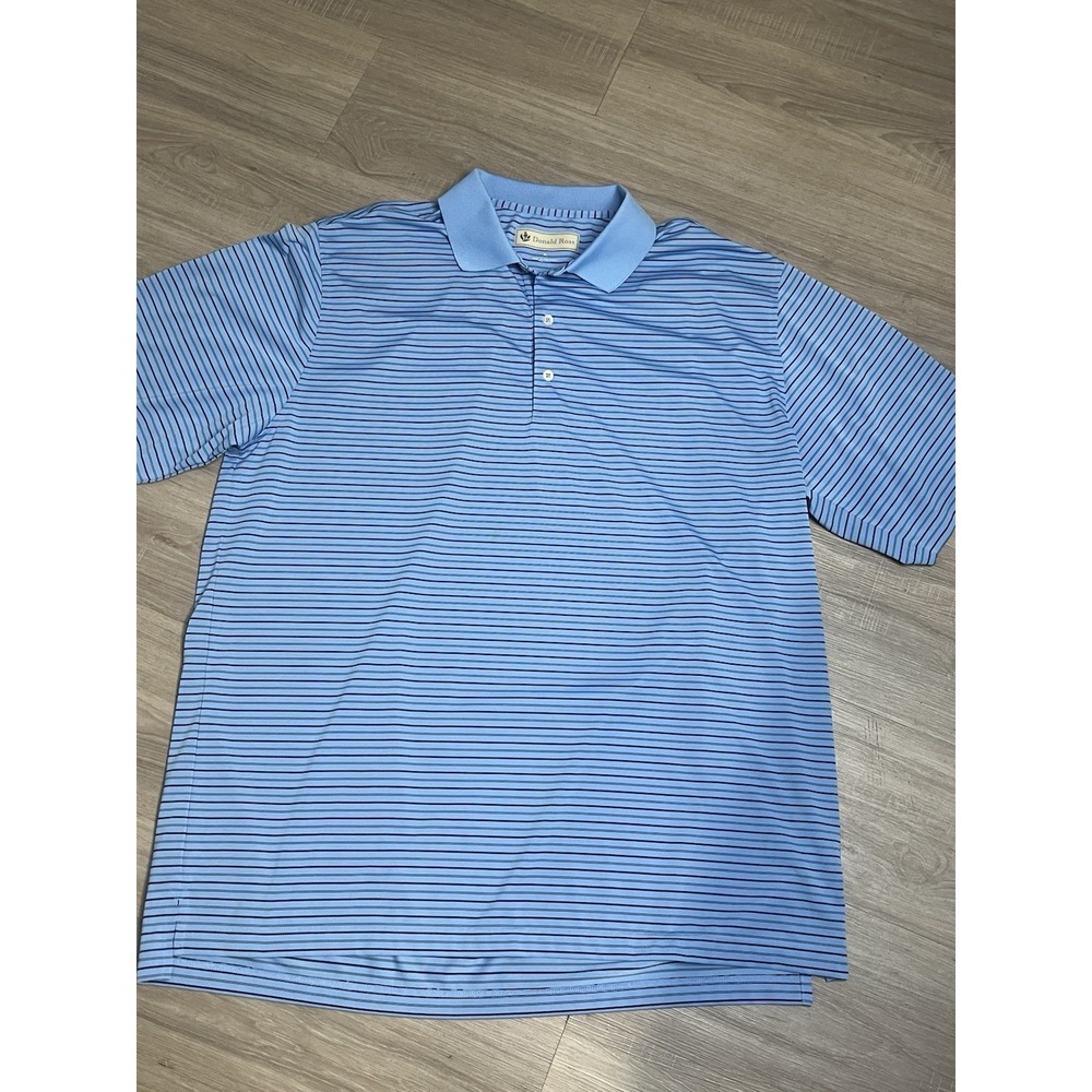 Donald Ross Short Sleeve Men's Blue Striped Golf Polo-XLarge